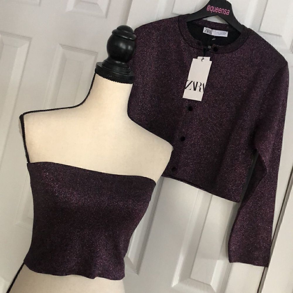 Zara Metallic Shimmer Cardigan Set - Picture 5 of 16